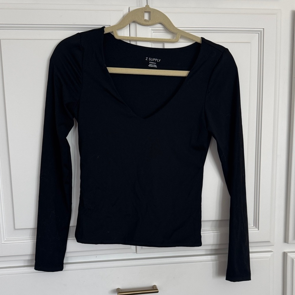 Z Supply Women's Black V-Neck Bodysuit